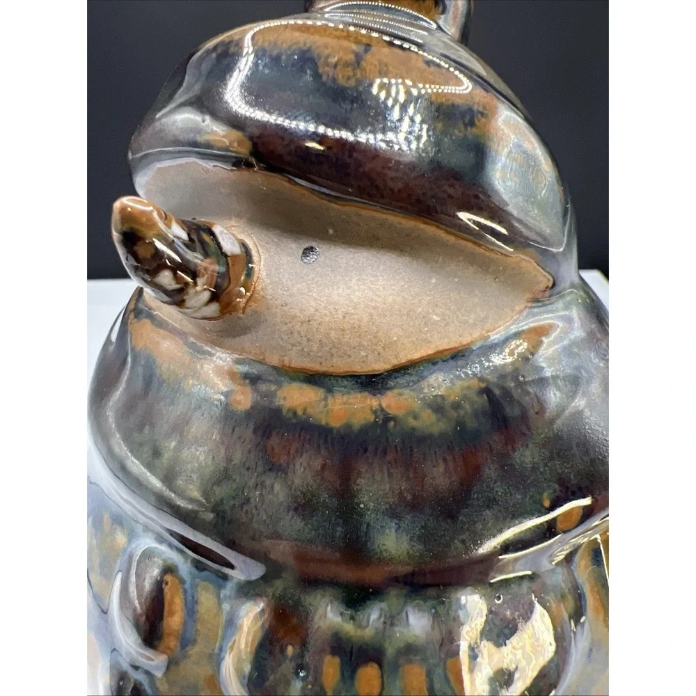Kirklands Potters Garden Stoneware Snowman Figurine Drip Glaze Holiday Winter